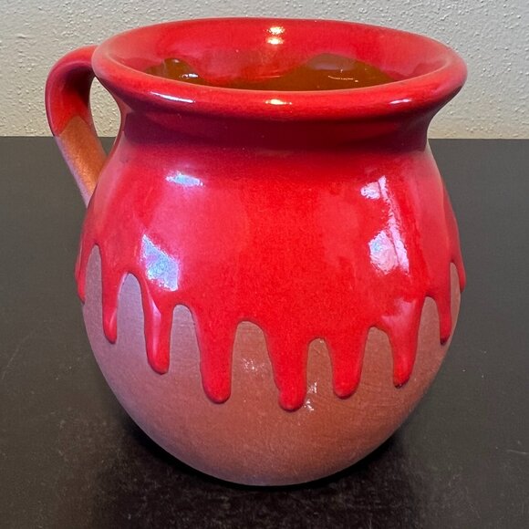 Mexico Handcrafted Red Drip Glaze Red Clay Mug Cup / Jarrito de Barro Chorreado - Picture 5 of 9